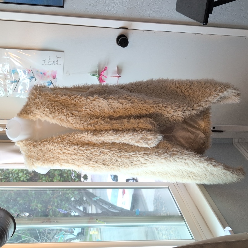 Women's Cream Faux Fur Sweater Vest